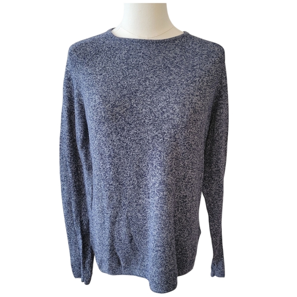 Zara Dark Purple Heathered Lightweight Cotton Sweater Size Medium